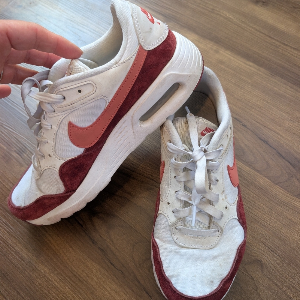 Nike White and Maroon Athletic Shoes